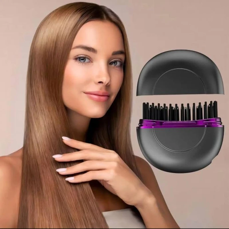 Multifunctional Straight Hair Comb, Mini Hair Straightener, Rechargeable and Practical Suitable for Long Beard, 3-Speed ​​Temperature Adjustment, Straightening Comb, Perfect for Business Travel, Holiday