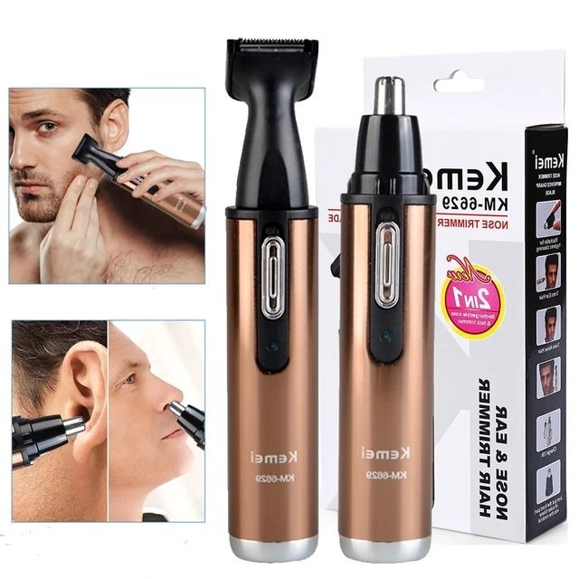 KEMEI KM-6629 2 in 1 Rechargeable Nose Beard Hair Trimmer